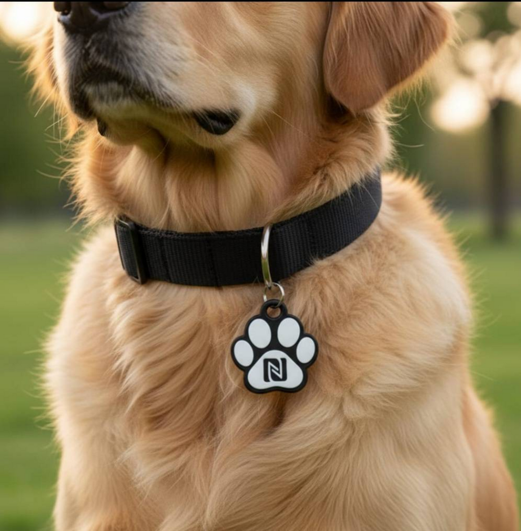 T01 - SOS Tieranhänger mit NFC Chip in Pfotenform