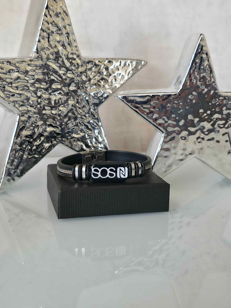A - Premium SOS Armband mit Edelstahlseil und integriertem NFC Chip