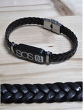 A03 - Schwarz Kunstleder limitiert SOS Armband mit NFC Chip