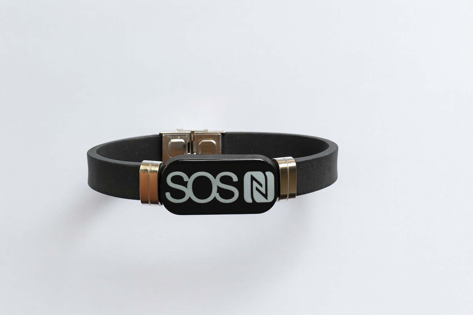 A04 - Schwarz / Weiß Limitiert  Kunstleder SOS Armband mit NFC Chip