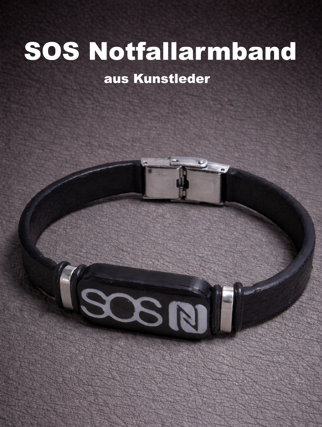 A05- Kunstleder SOS Armband mit NFC Chip