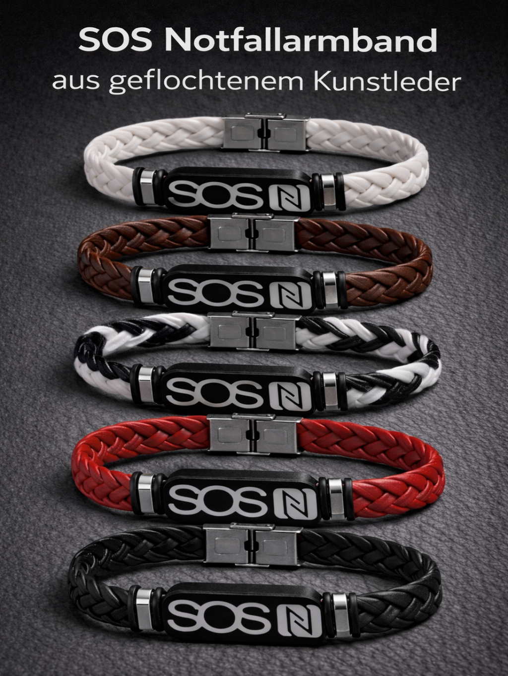 A03 - Kunstleder SOS Armband versch. Farben