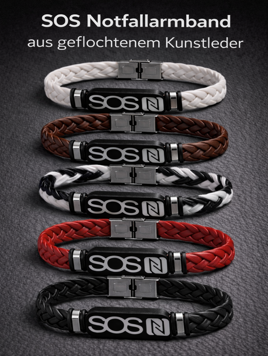 A03 - Kunstleder SOS Armband versch. Farben