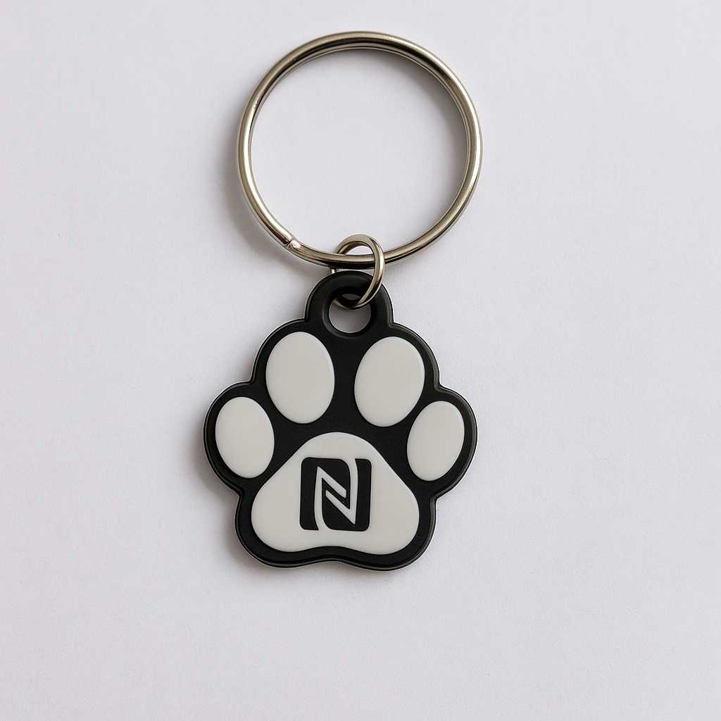 T01 - SOS Tieranhänger mit NFC Chip in Pfotenform