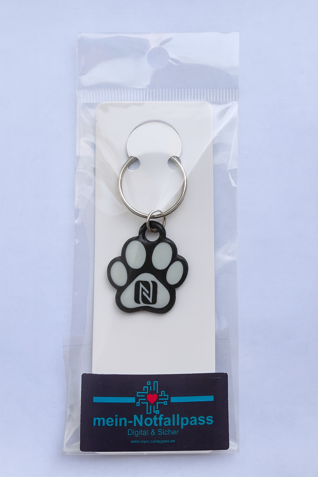 T01 - SOS Tieranhänger mit NFC Chip in Pfotenform