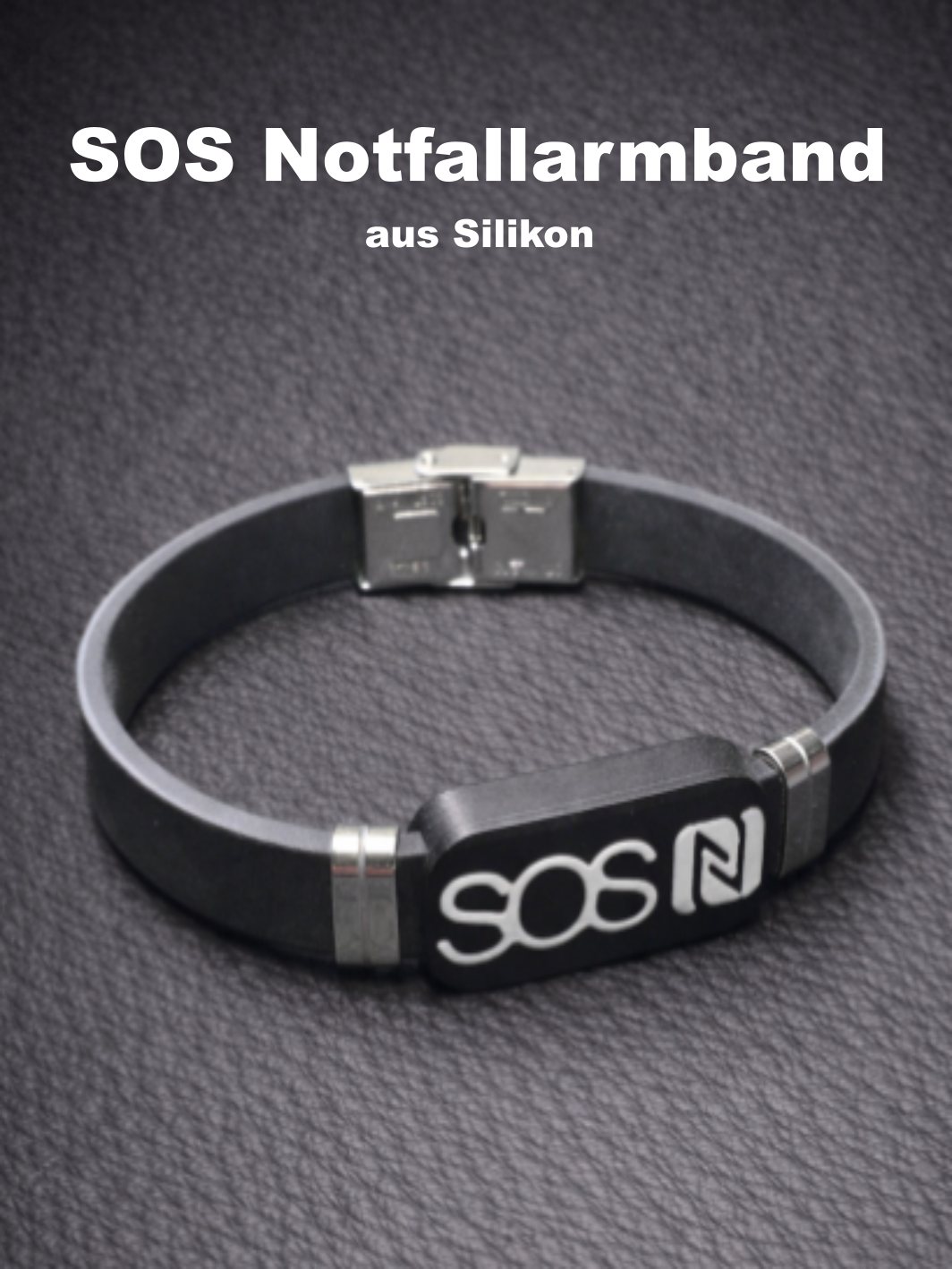 A01 - Silikon SOS Armband mit NFC Chip