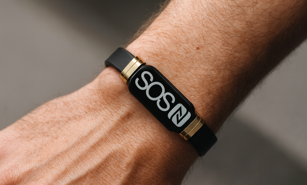 A04 - Schwarz / Weiß Limitiert  Kunstleder SOS Armband mit NFC Chip